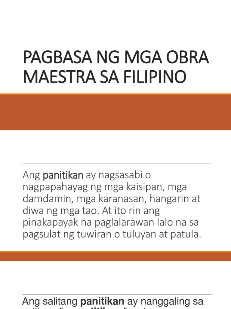 Pagbasa Ng Mga Obra Maestra Sa Filipino Pdf