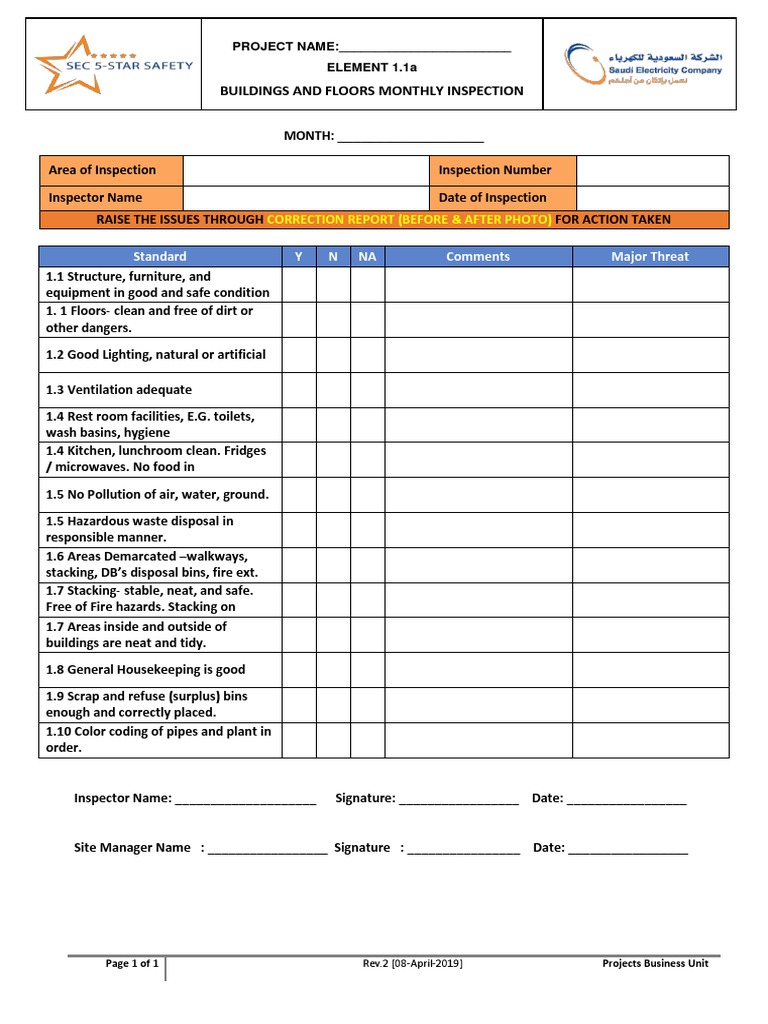 1.1a Buildings and Floors Inspection Report | PDF