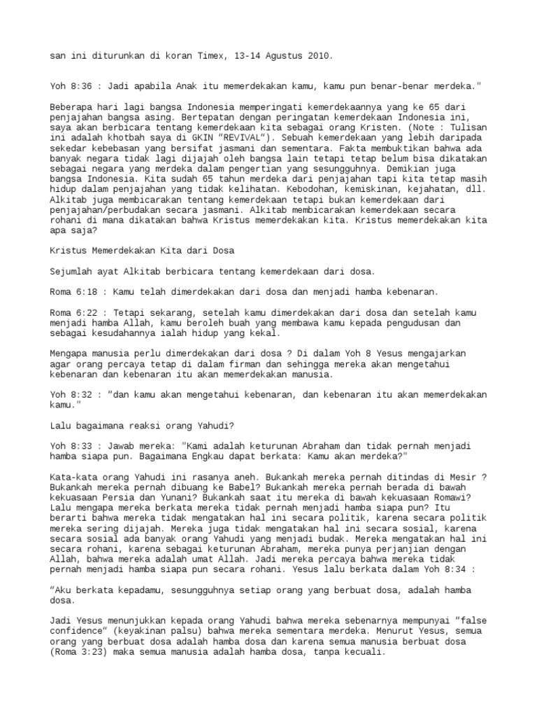 2 Arti Kemerdekaan Kristen Yang Sesungguhnya Teologia Reformed