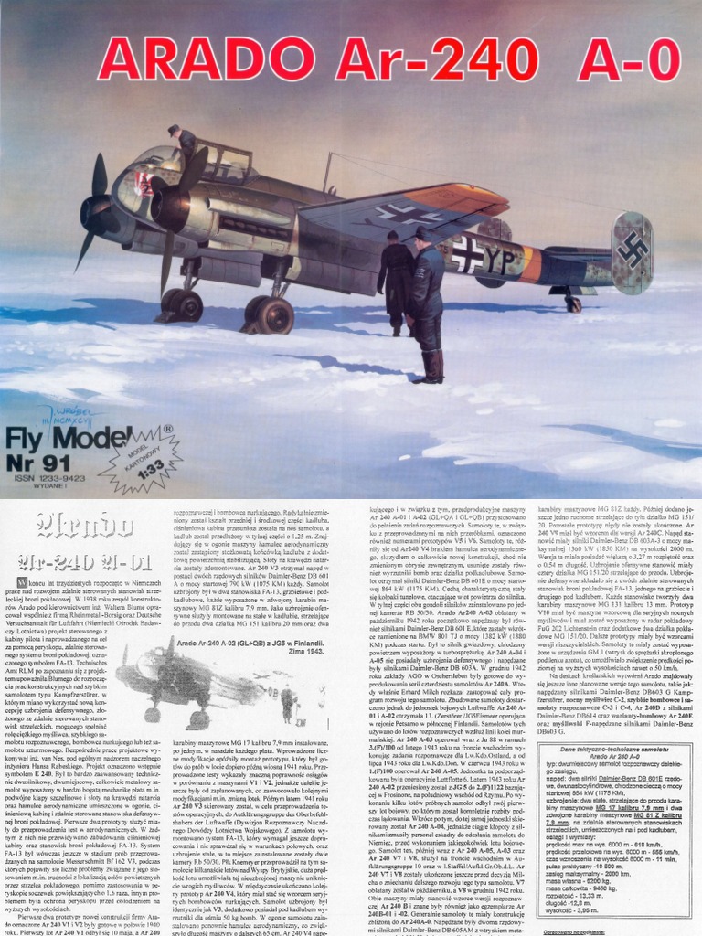 Fly Model 091 - Arado Ar 240 A-0 | PDF