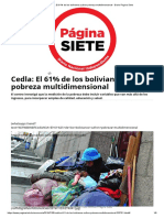 Cedla_ El 61% de Los Bolivianos Sufren Pobreza Multidimensional - Diario Pagina Siete