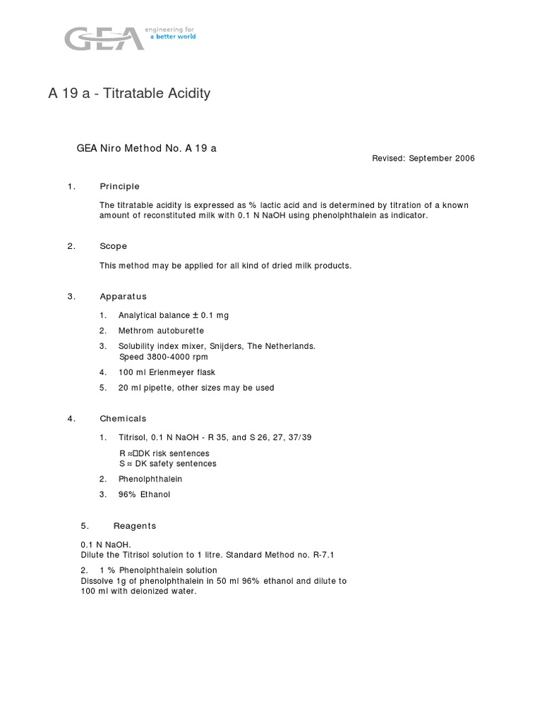 Titratable Acidity Milk PDF