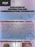 Evolution of Information and Commnunications Technology