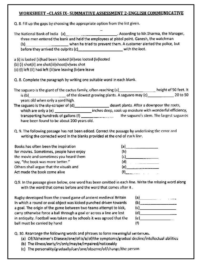 CBSE Class 9 English - Revision | PDF