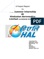 The Summer Internship at Limited: Hindustan Aeronautics