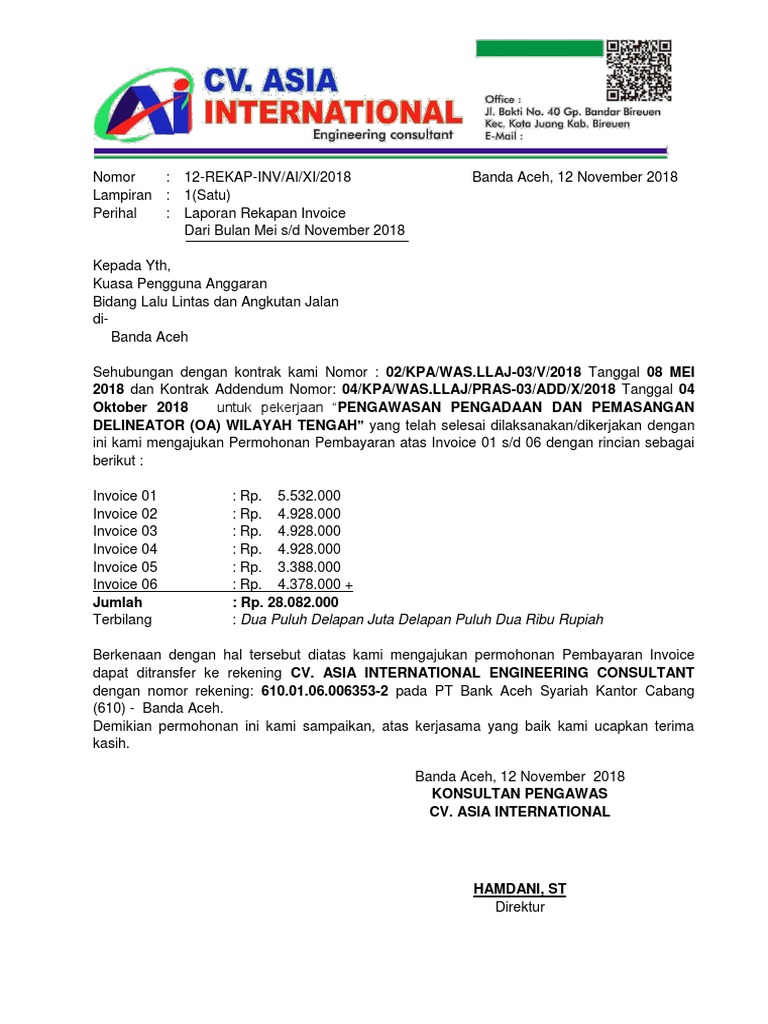 Rekap Invoice Pembayaran 2018 | PDF | Pengelolaan Keuangan & Uang