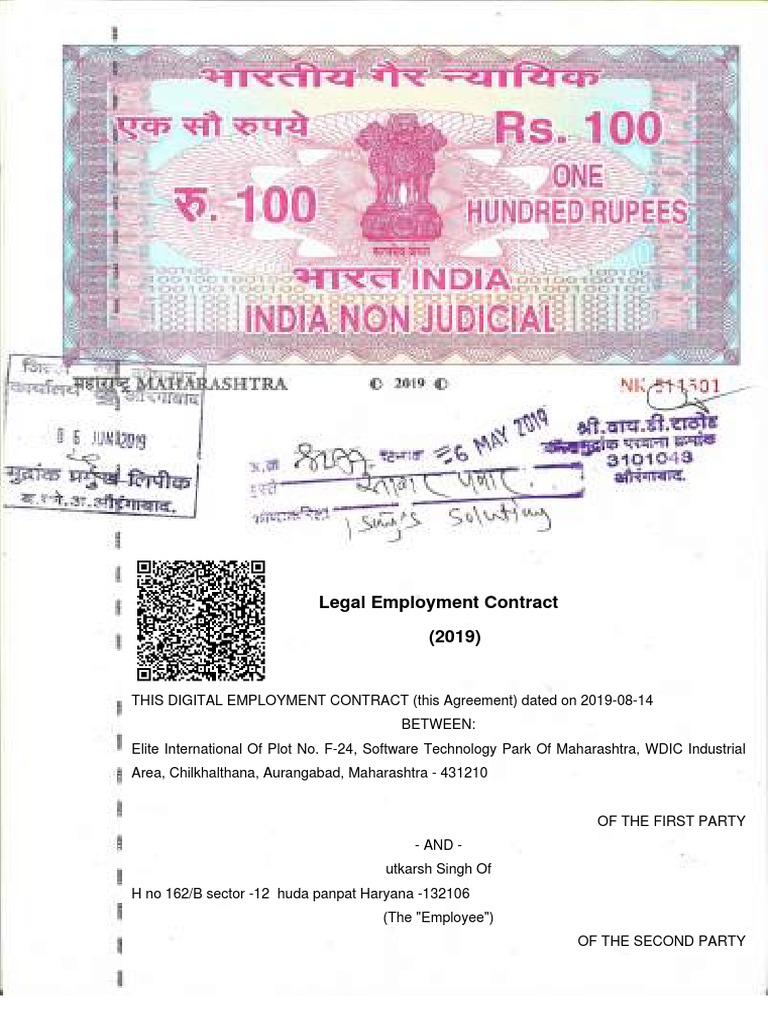 Legal Employment Contract (2019) PDF Employment Government