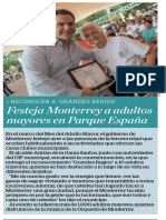Califican Diputados de Inmoral Daño Al Erario Por Línea 3: Festeja Monterrey A Adultos Mayores en Parque España