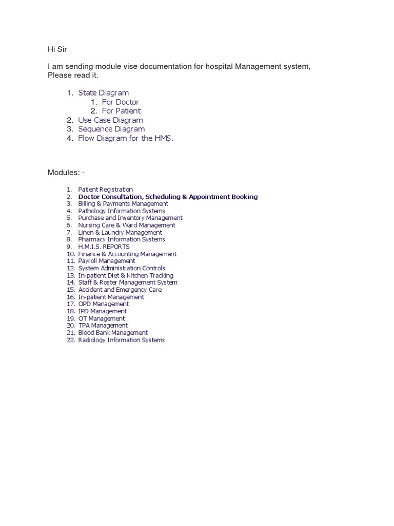 Hospital Management System Documentation | PDF