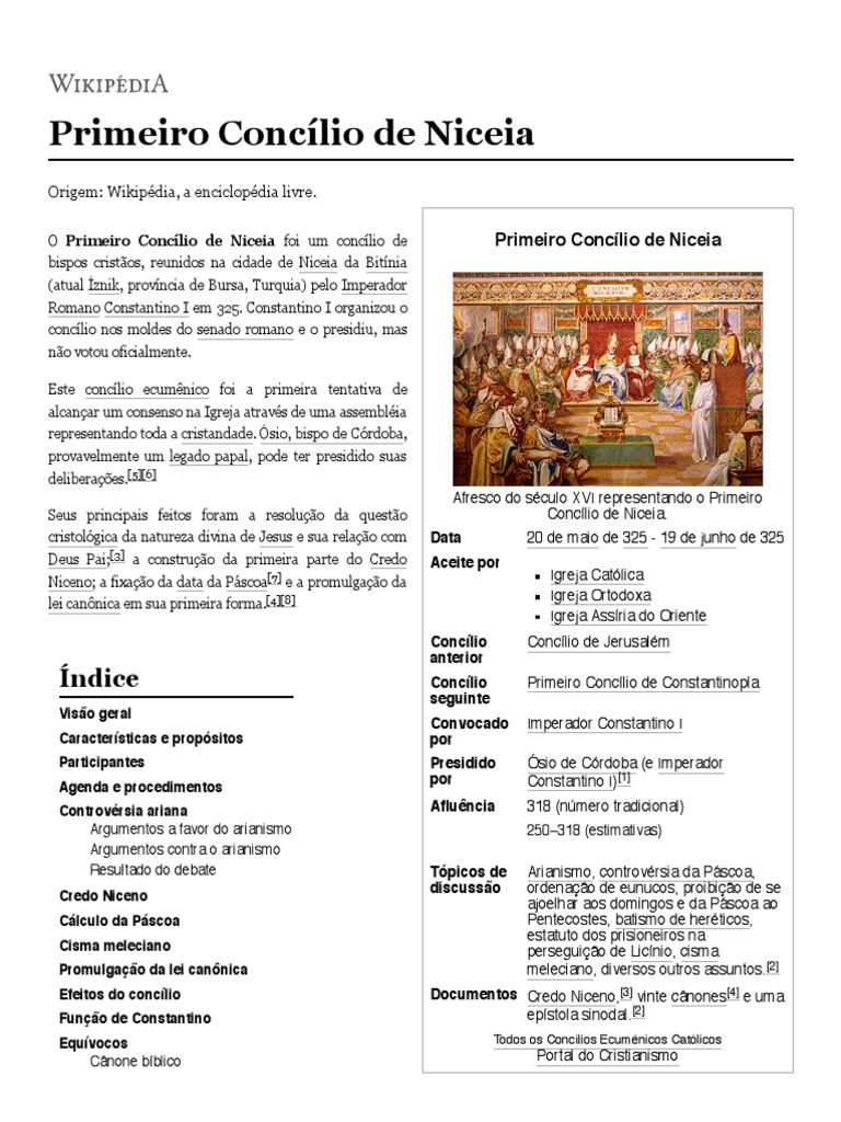 Primeiro Concílio de Niceia | PDF | Arianismo | Cristianismo antigo