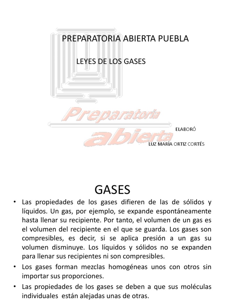 Leyes y propiedades de los gases | PDF | Gases | Cantidad