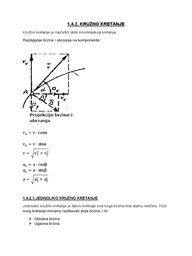Kinematika II Dio | PDF