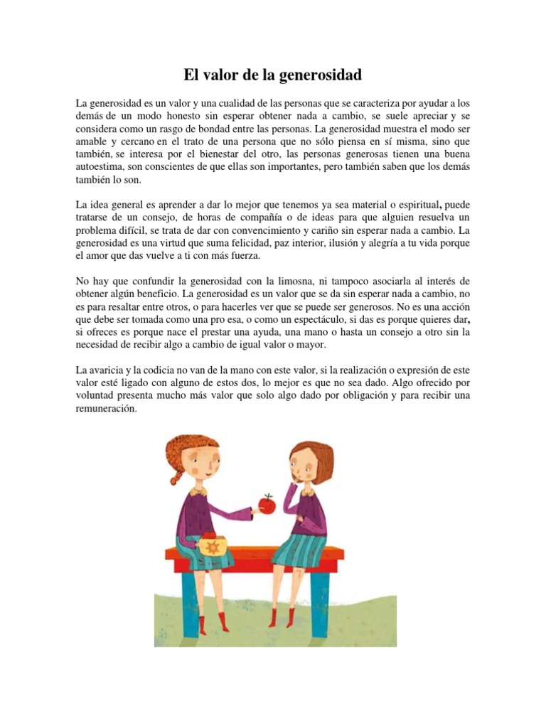 El Valor de la Generosidad | PDF | Amor