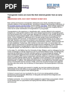 Transgender Brains Are More Like Their Desired Gender From An Early Age