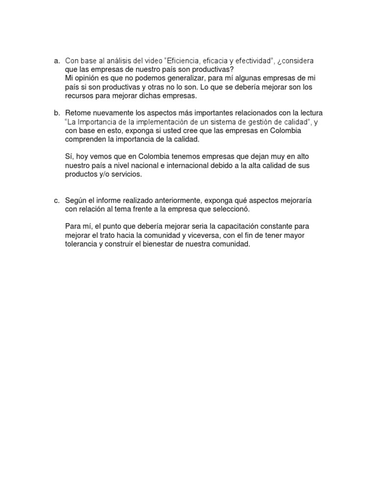 Productividad Y Calidad En Empresas Colombianas Pdf