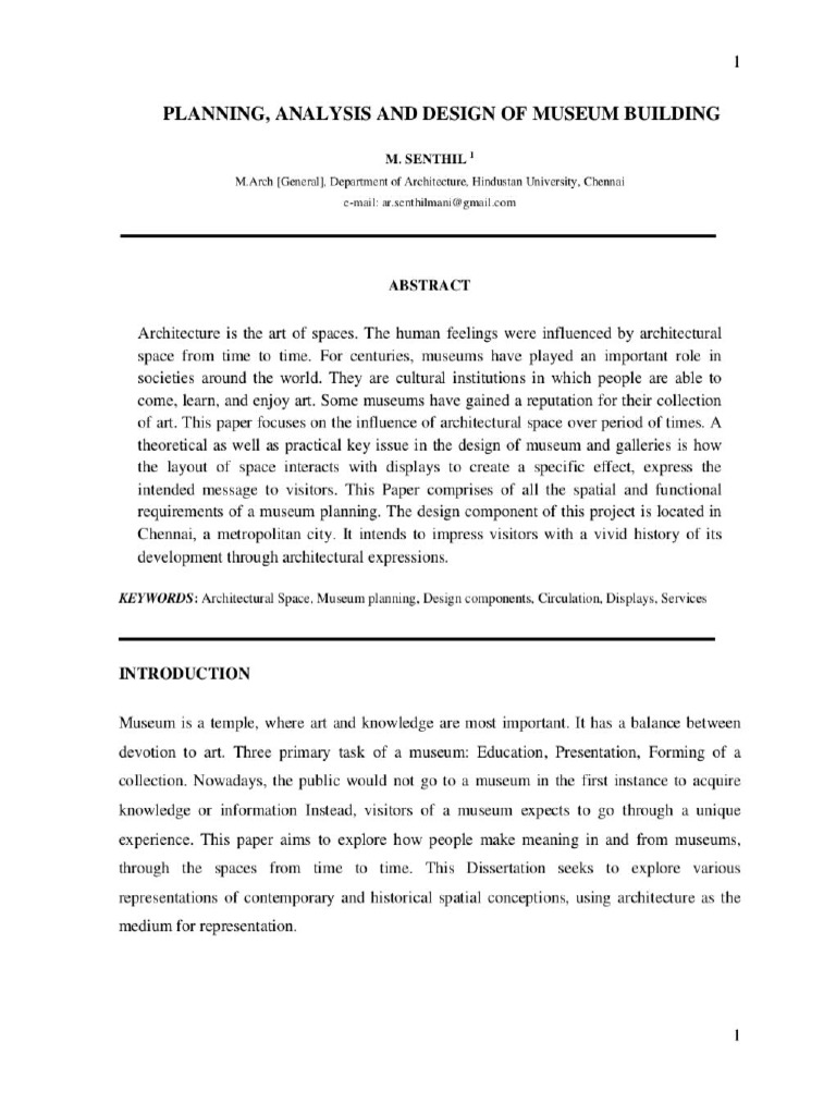 Planning Analysis and Design of Museum Building PDF | PDF