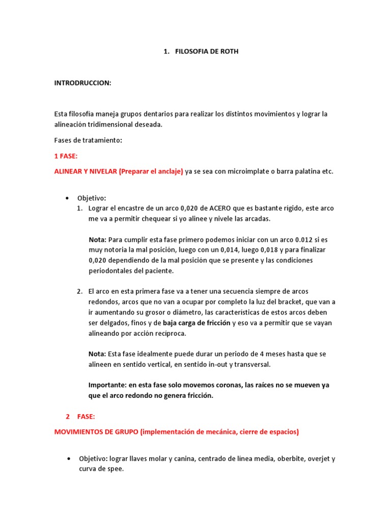 Filosofía de tratamiento ortodóncico según Roth | PDF | Ortodoncia ...
