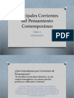Principales Corrientes Del Pensamiento Contemporáneo. Clase Introductoria