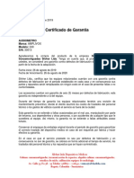 Certificado de Garantia Impedanciometro r36m PT Clinical