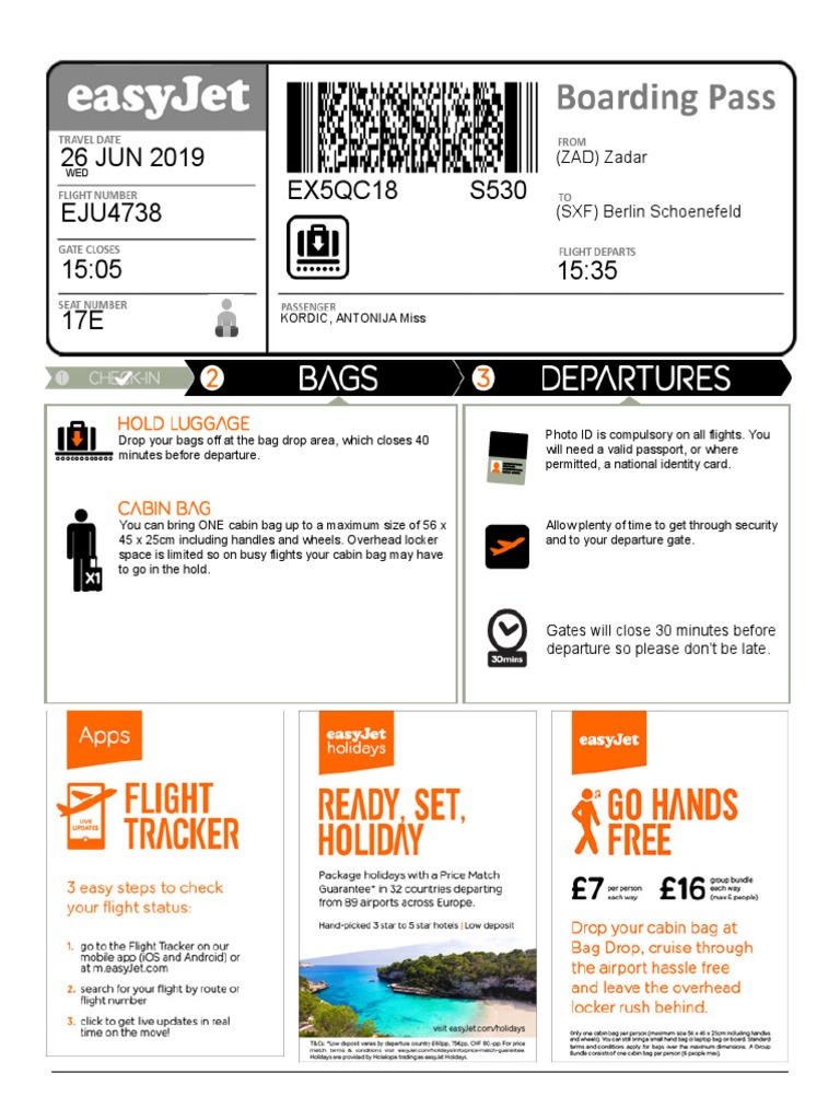 Easyjet Boarding Pass On Phone Pdf Check In | EasyJet