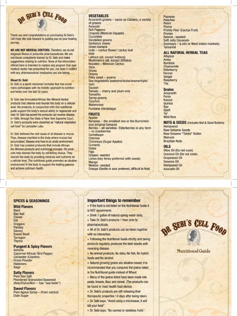 DR Sebis Cell Food Diet PDF