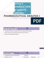 Pharmaceutical Analysis I Lecture - 1 - Introduction To QC