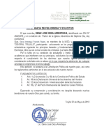 Certificado de feligresía y solicitud de excepción sábado