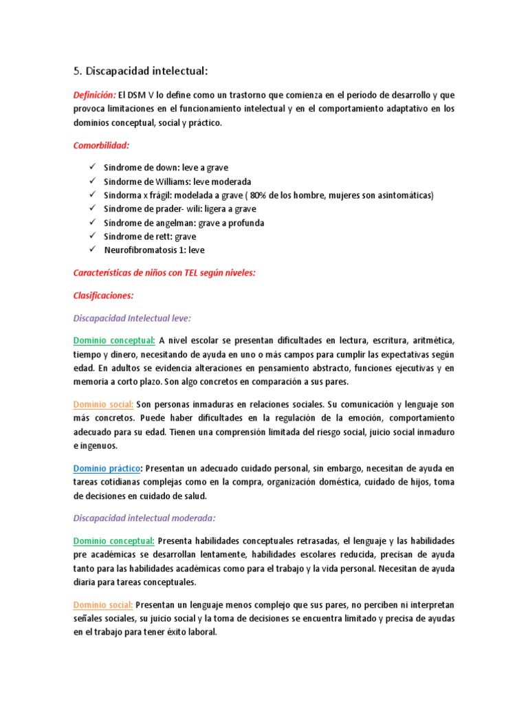 Clasificación y Diagnóstico de Discapacidad Intelectual | PDF ...