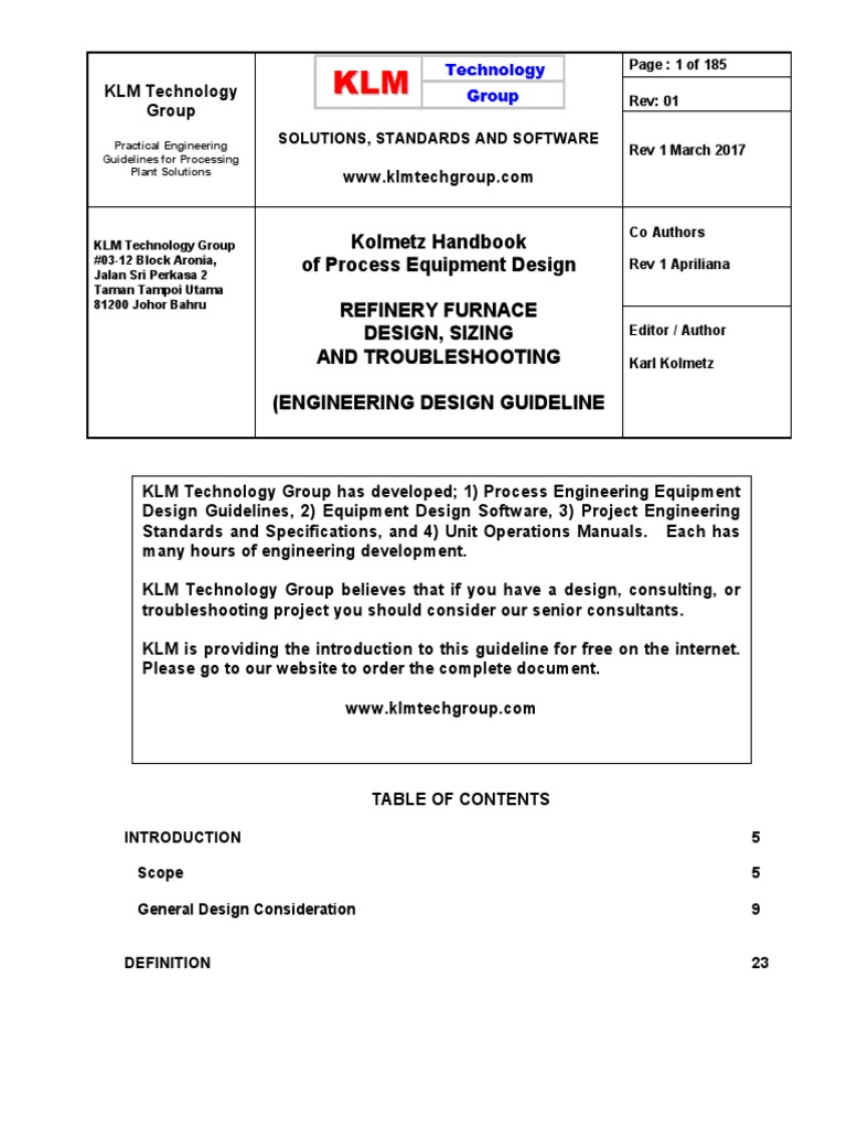 ENGINEERING DESIGN GUIDELINES Refinery Furnace Rev01web PDF | PDF ...