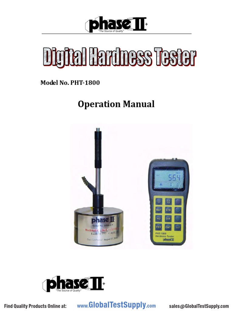 Operation Manual Model No. PHT 1800 PDF Hardness Steel