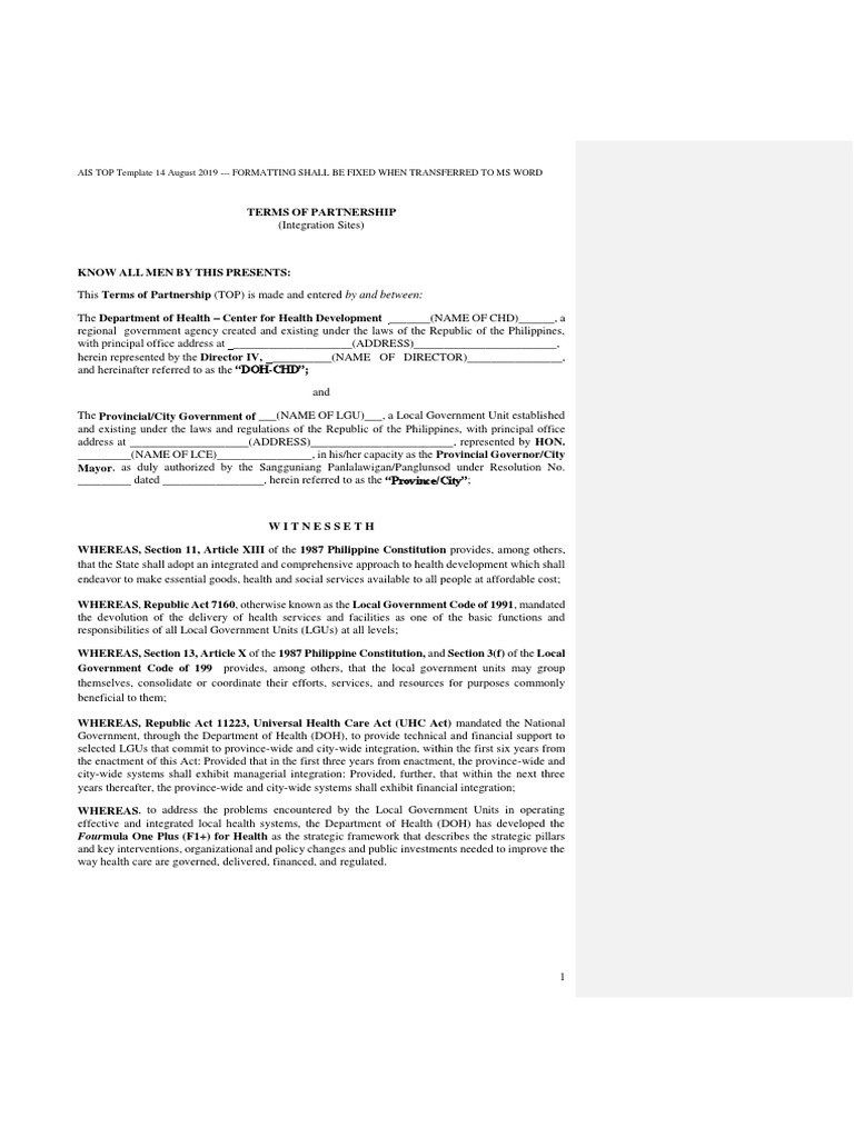Terms of Partnership for Health Integration | PDF | Health System ...