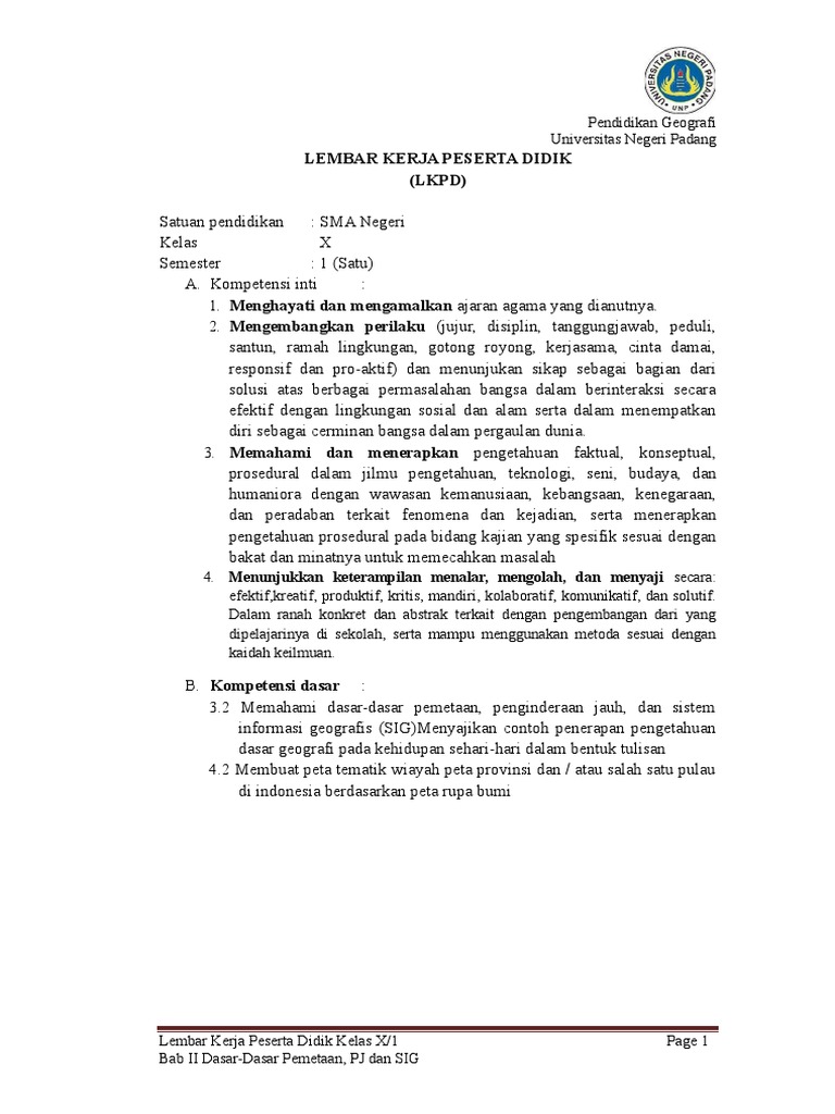 Lkpd Kd 3 2 Dasar Dasar Pemetaan Pj Dan Sig Converted