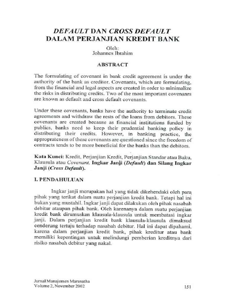 114122-ID-default-dan-cross-default-dalam-perjanjian Perbankan PDF | PDF