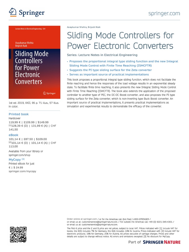 Sliding Mode Controllers For Power Electronic Converters Series