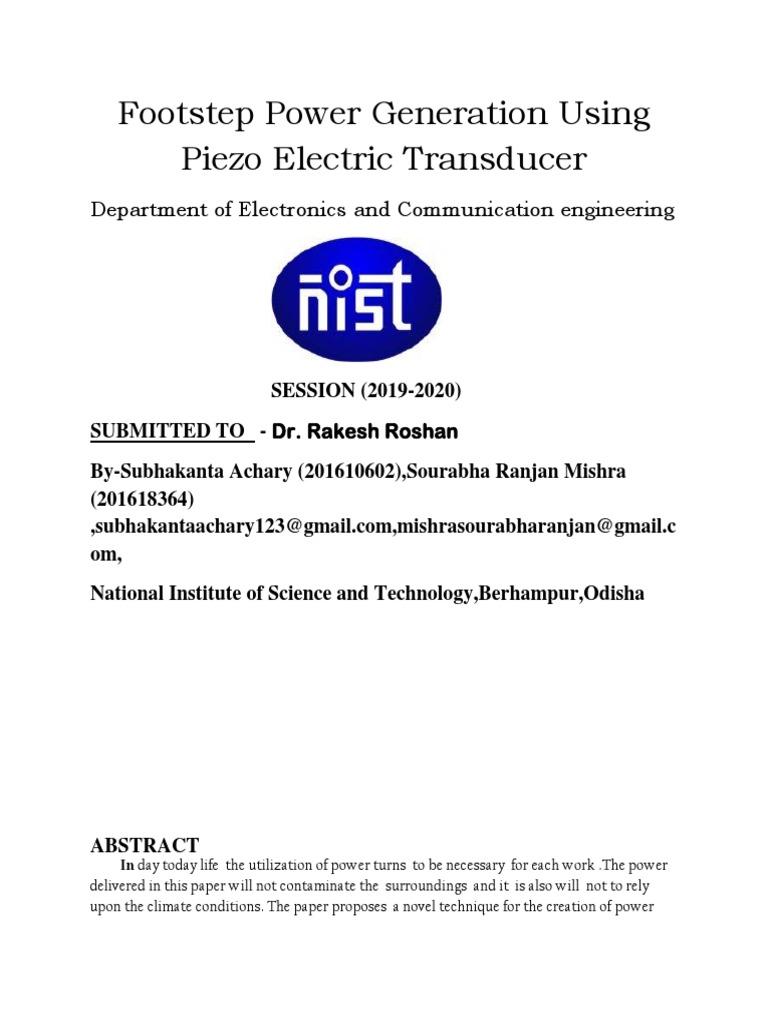 Footstep Power Generation Using Piezo Electric Transducer 1 PDF