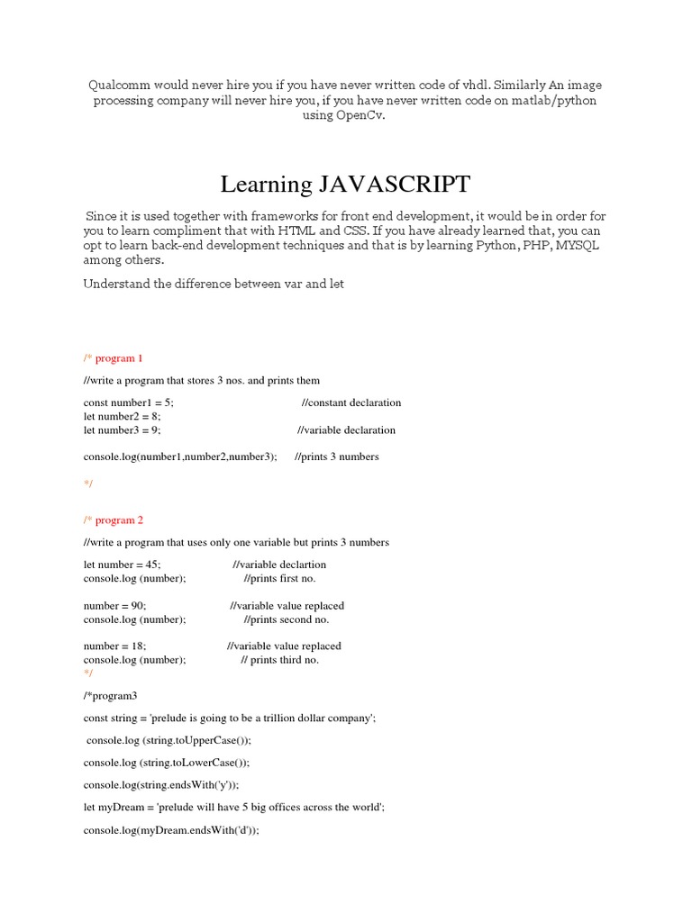 Essential Coding Skills for Job Seekers | PDF | Notation | Software ...