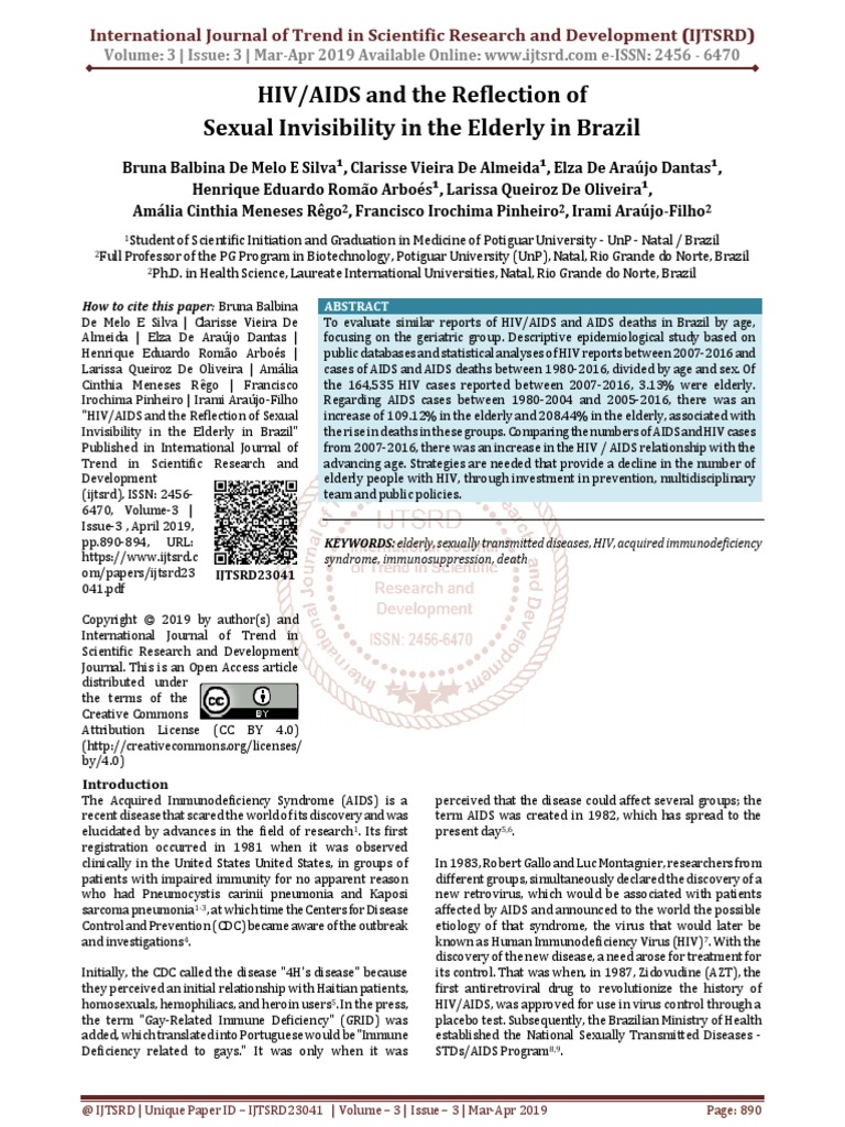 HIV AIDS and The Reflection of Sexual Invisibility in The Elderly in ...