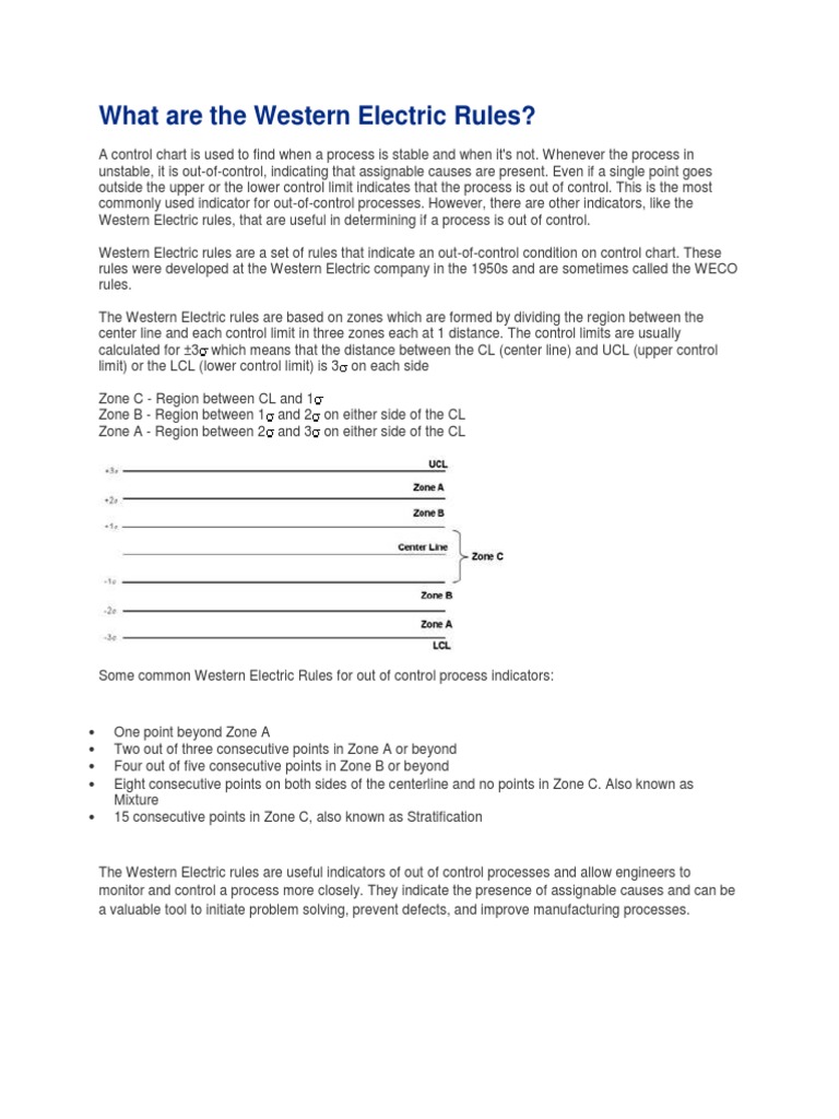 What Are The Western Electric Rules PDF Descriptive Statistics