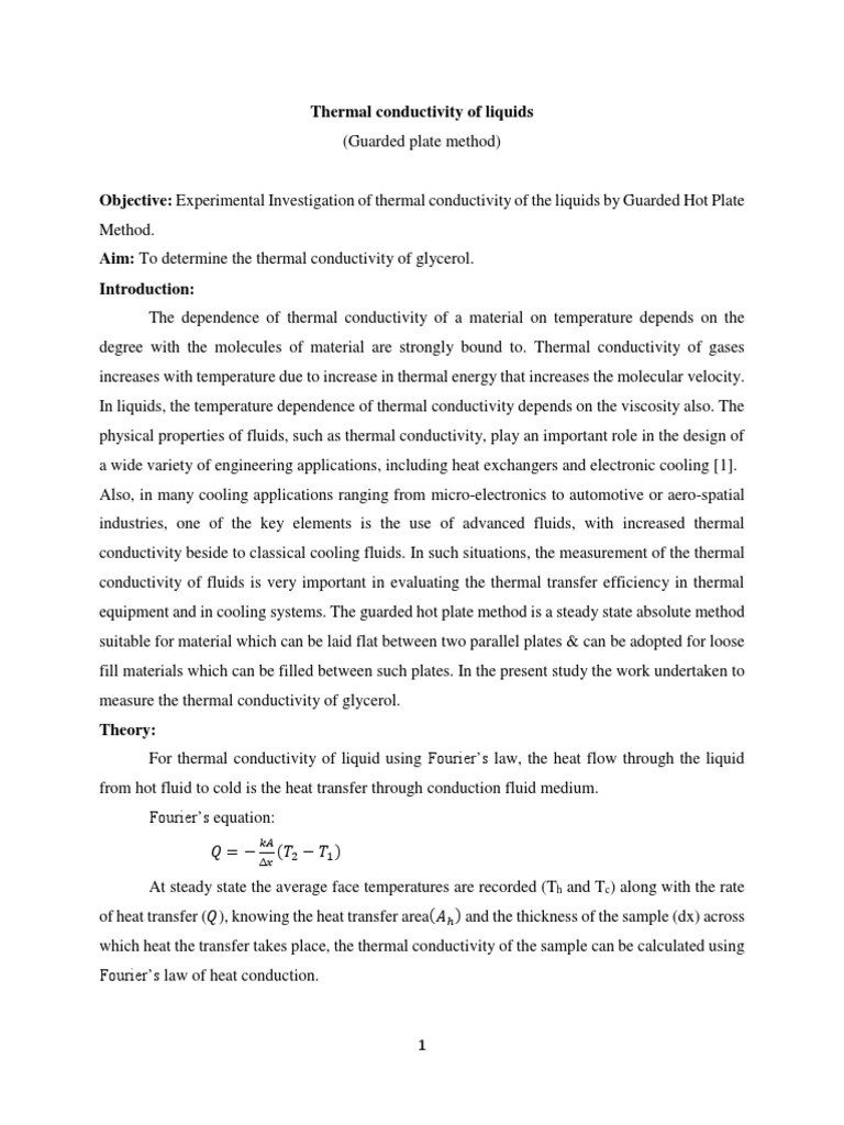 1-Thermal Conductivity of Liquids (Glycerol) | PDF | Thermal ...
