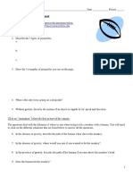 Projectile Motion Webquest