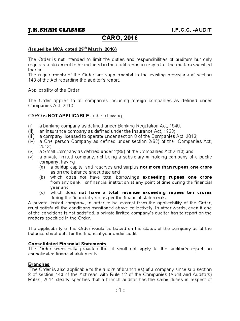 Caro 2016 | PDF | Audit | Auditor's Report