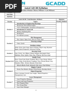 Autocad 2D Syllabus: Faculty Start Date End Date Autocad 2D Total Duration: 60 Hours Signature