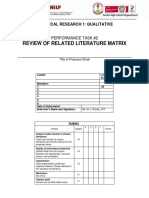 Review of Related Literature Matrix: Practical Research 1: Qualitative