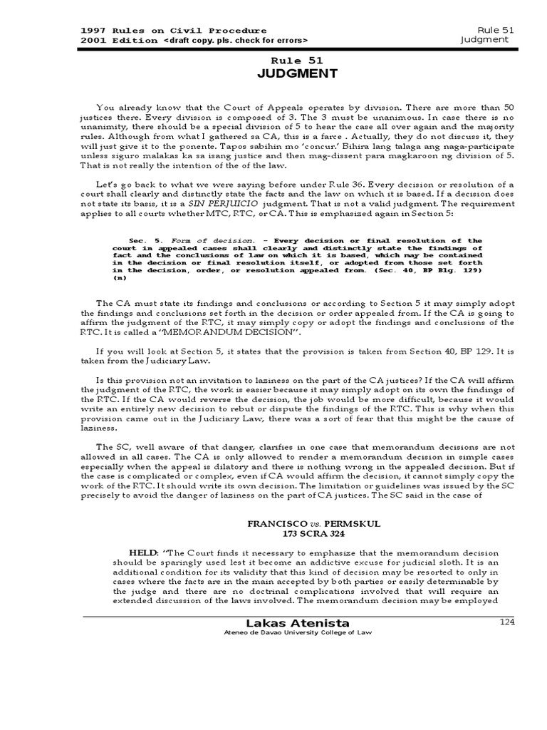Rule 51 Judgment | PDF | Judgment (Law) | Appeal