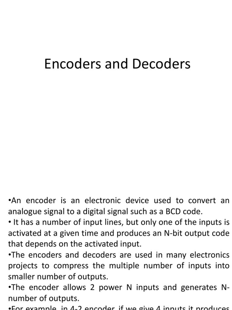 Encoders and Decoders | PDF | Logic Gate | Electronic Circuits