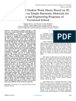 Development of Student Work Sheets Based on 5E Learning Cycle on Simple Harmonic Materials for Technology and Engineering Programs of  Vocational School