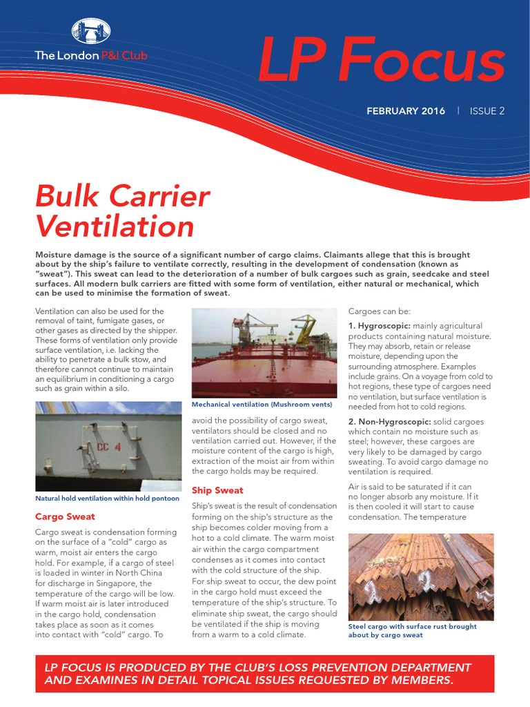 Ventilation of Cargo Holds PDF Humidity Water Vapor