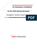 Guidelines For International Admission (Spring Semester 2020)