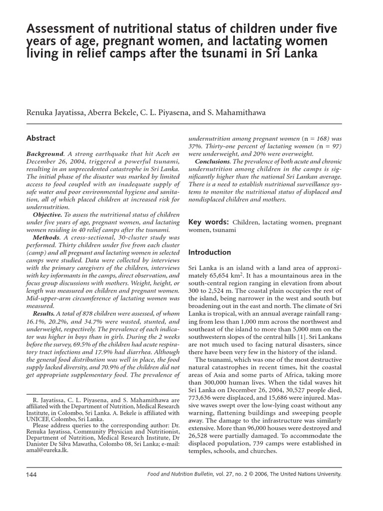 Assessment of Nutritional Status of Children Under Five Years of Age ...