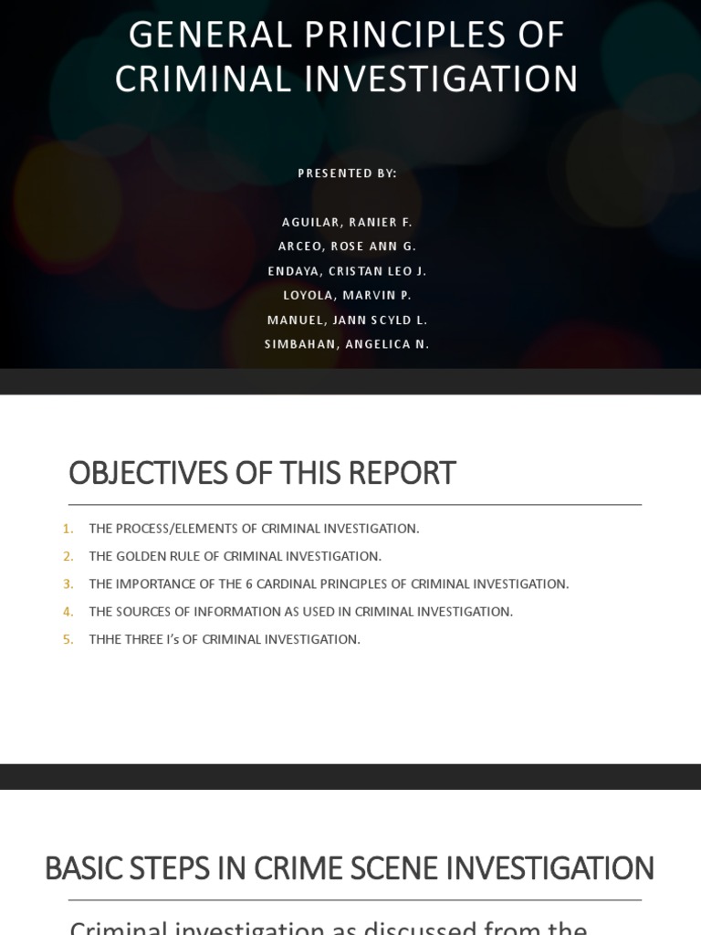 Cardinal Principles of Criminal Investigation | PDF | Misconduct ...